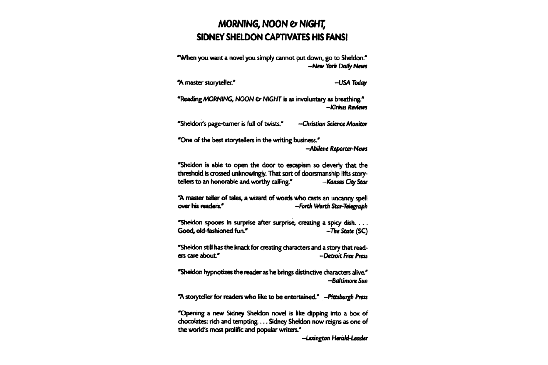Morning, Noon and Night