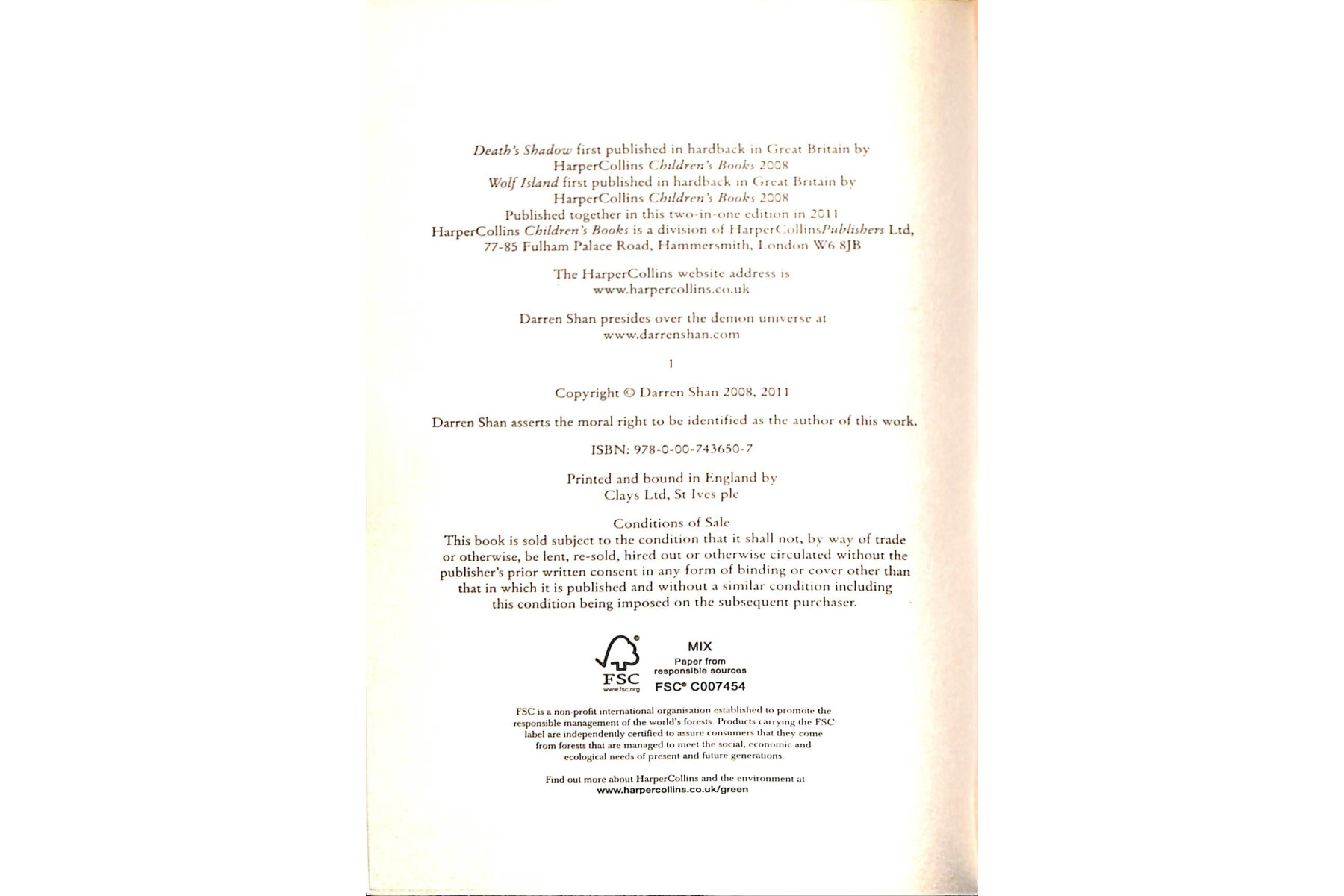 The Demonata - Volumes 7 and 8 - Death's Shadow/Wolf Island