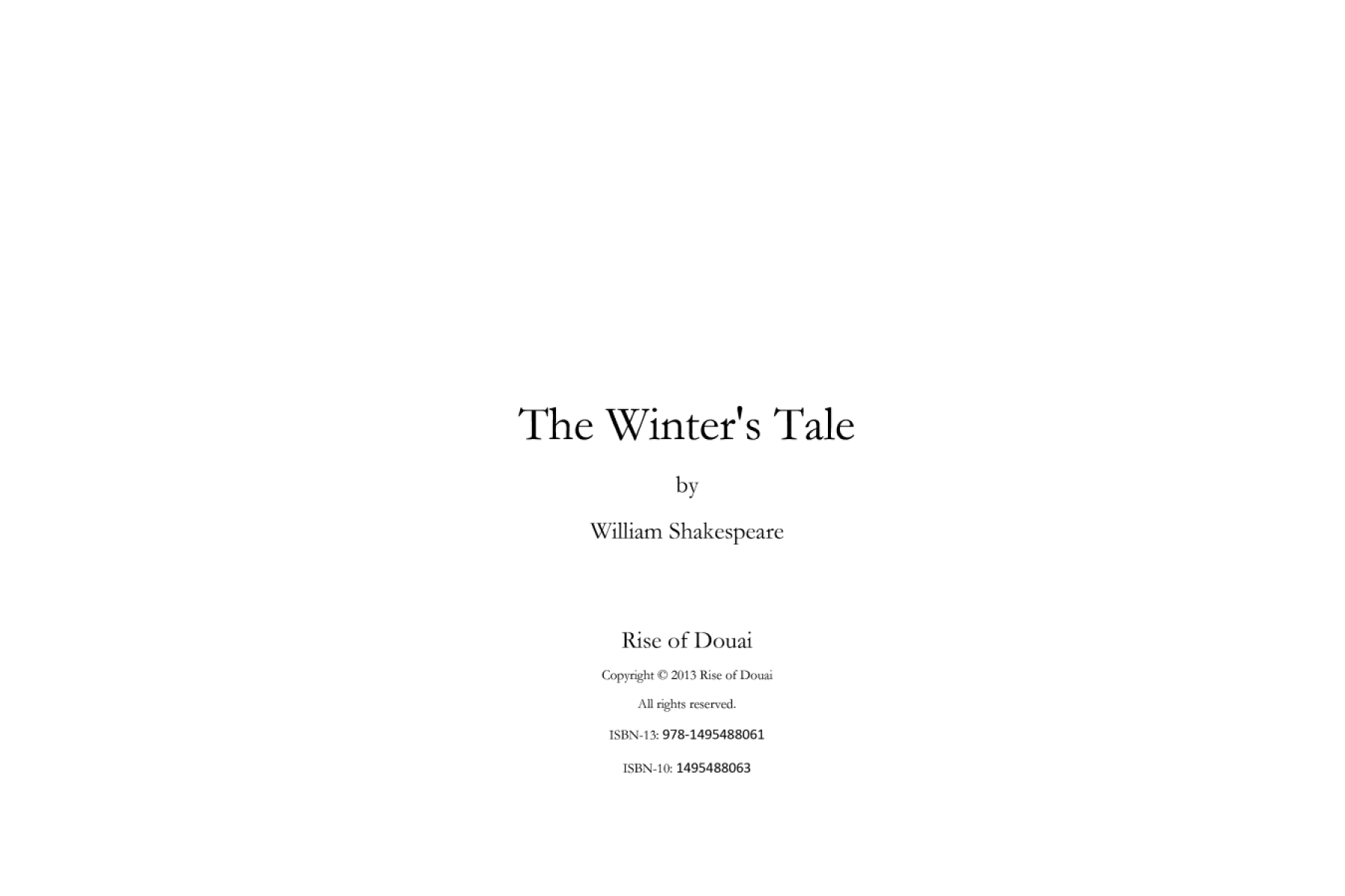 The Winter's Tale (Collins Classics)