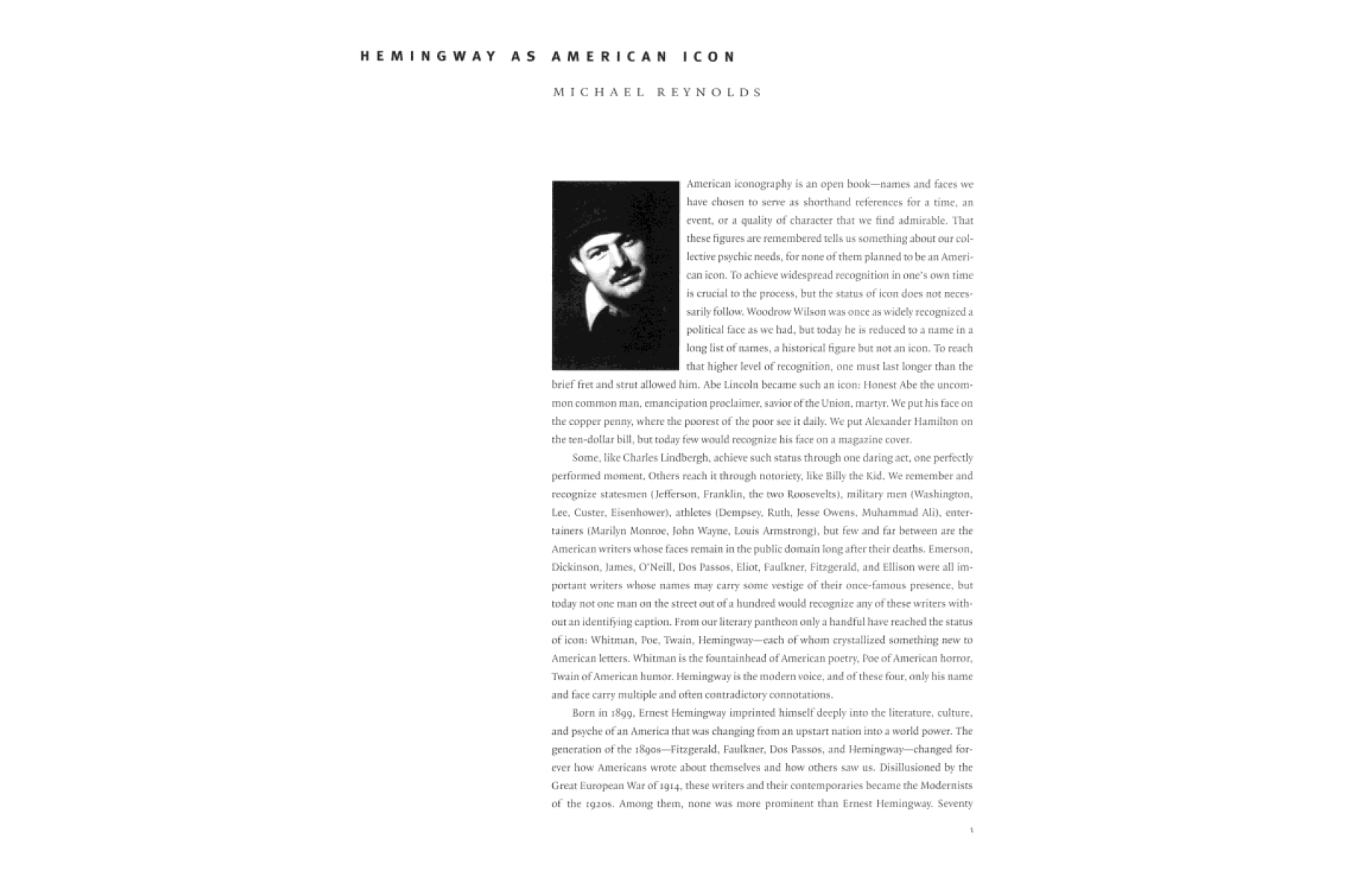 Picturing Hemingway: A Writer in His Time