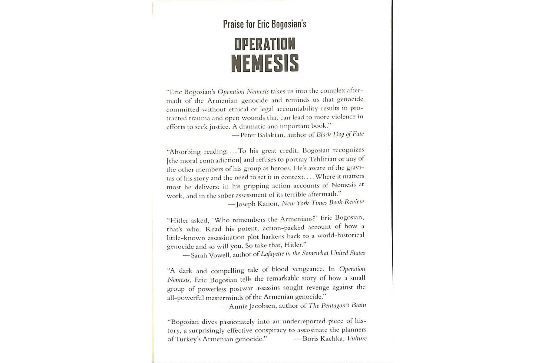 Operation Nemesis: The Assassination Plot that Avenged the Armenian Genocide