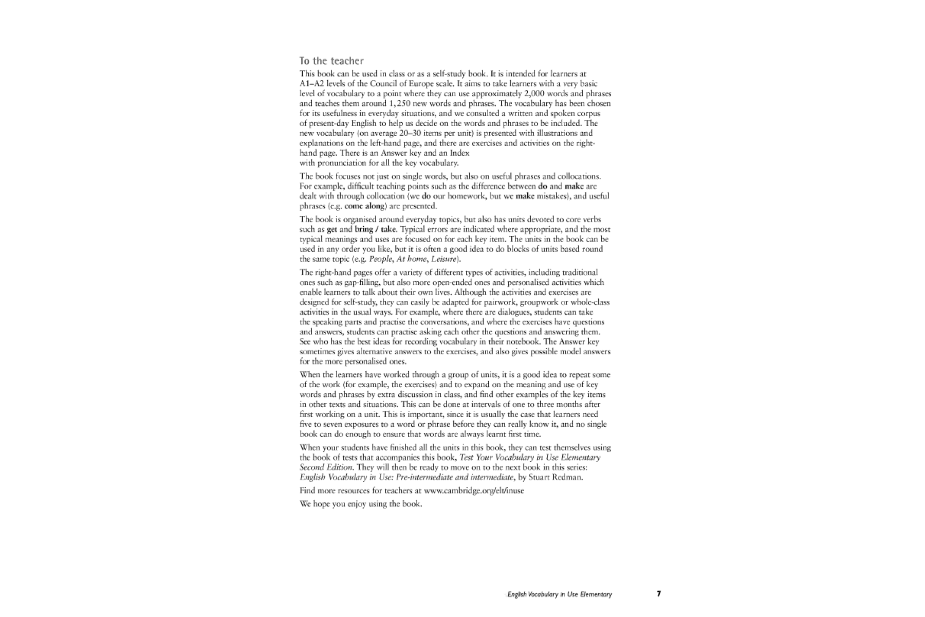 English Vocabulary in Use Elementary with Answers and CD-ROM
