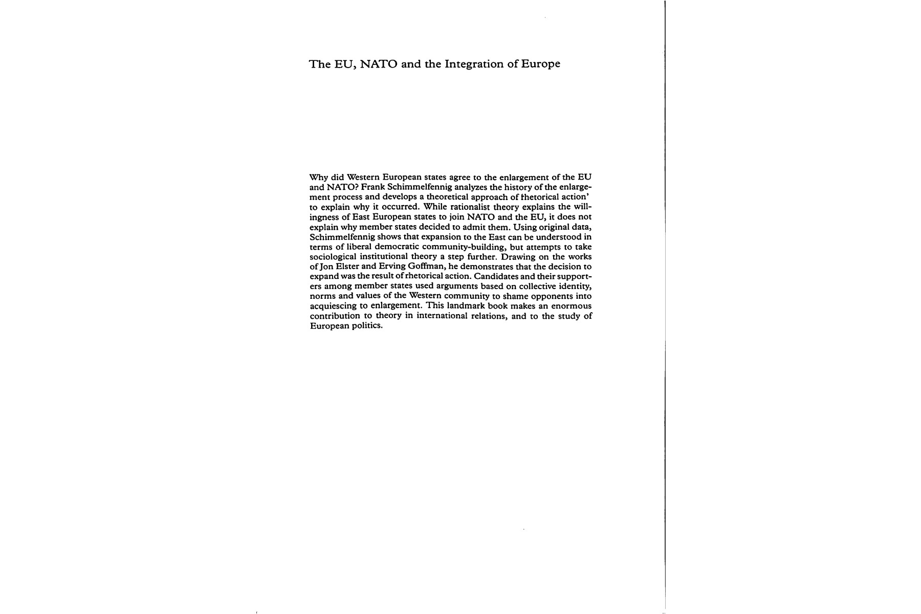 The EU, NATO and the Integration of Europe