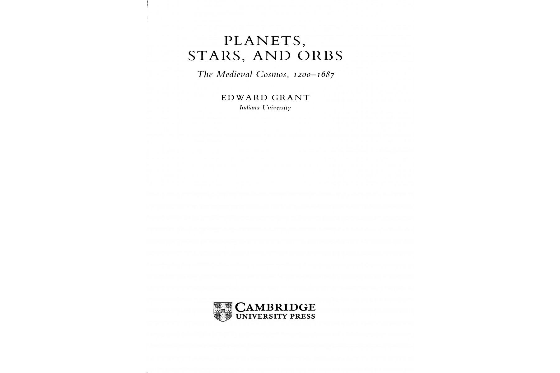 Planets, Stars, and Orbs: The Medieval Cosmos, 1200–1687