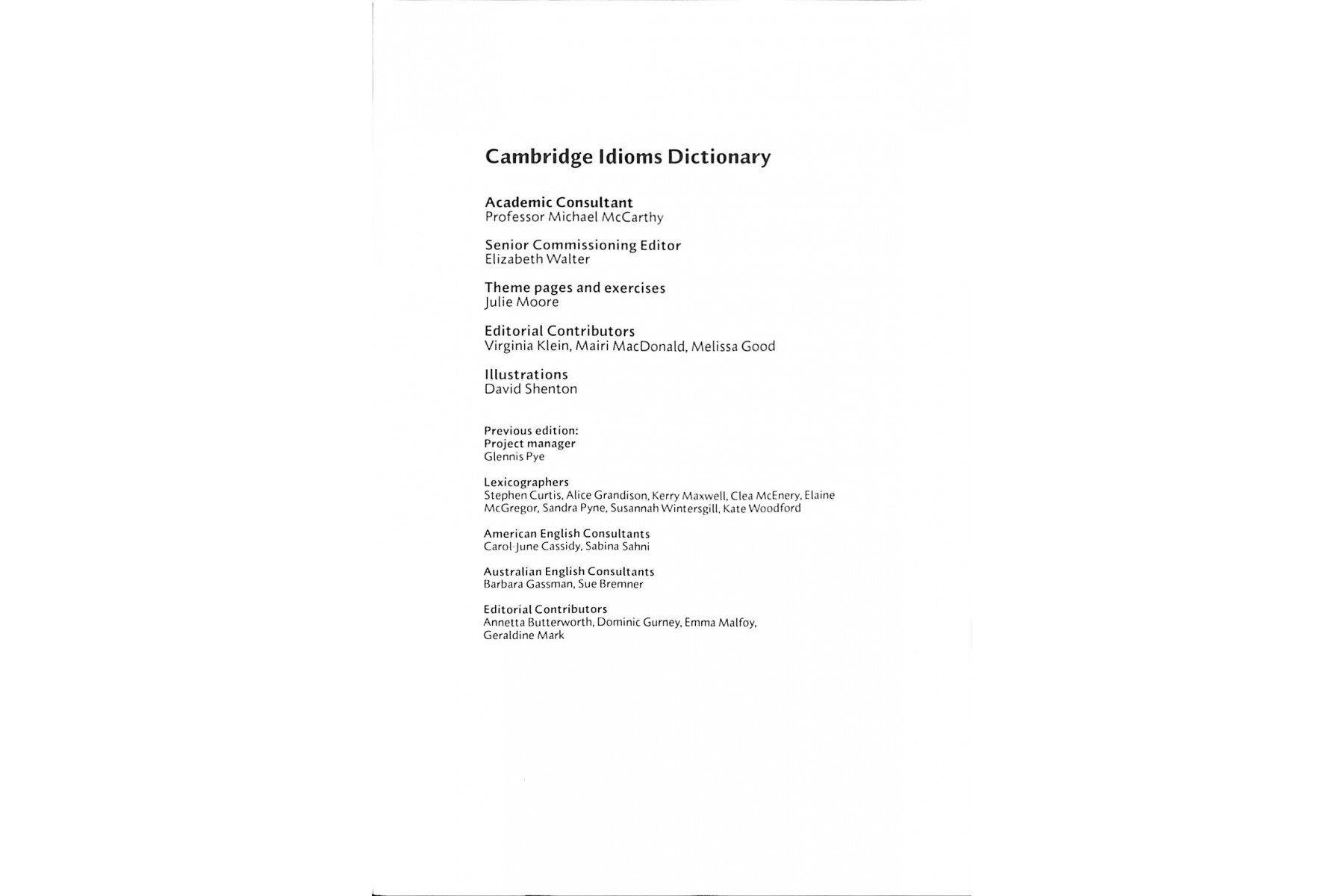 Cambridge Idioms Dictionary Second edition