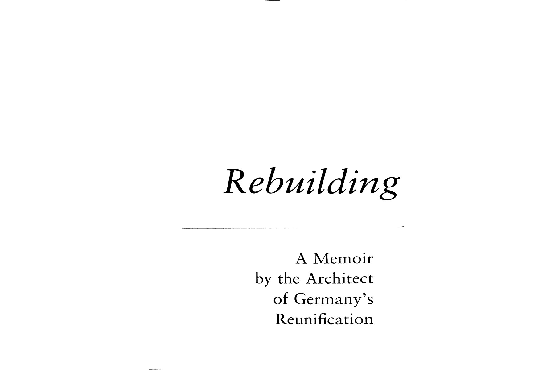 Rebuilding a House Divided