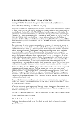 The Official Guide for GMAT Verbal Review 2015