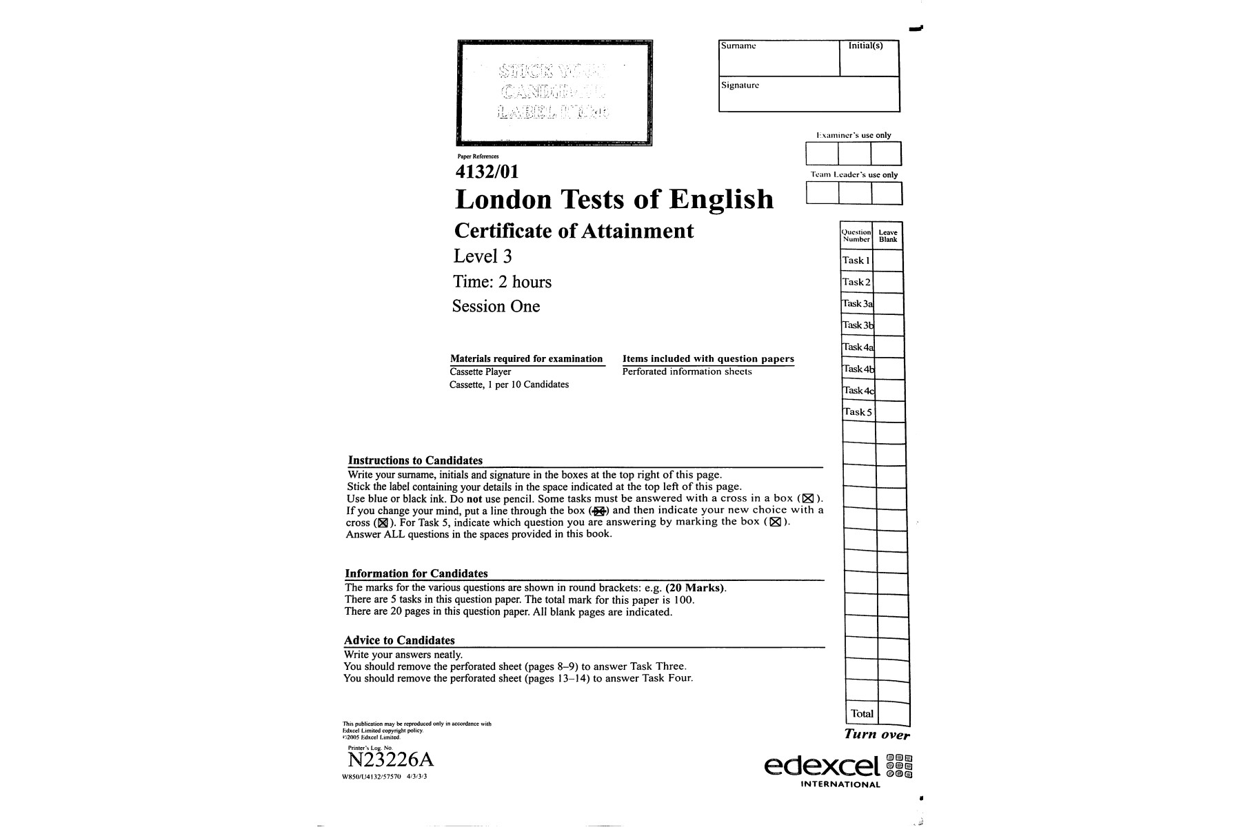 London Tests of English Level 3 with Overprinted Answers