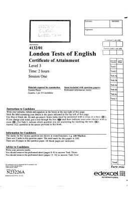 London Tests of English Level 3 with Overprinted Answers
