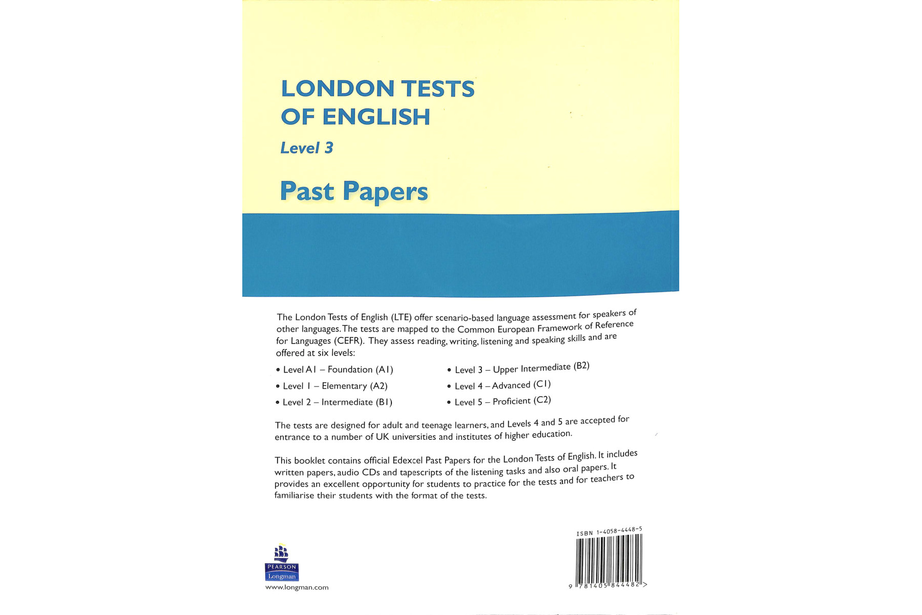 London Tests of English Level 3 with Overprinted Answers