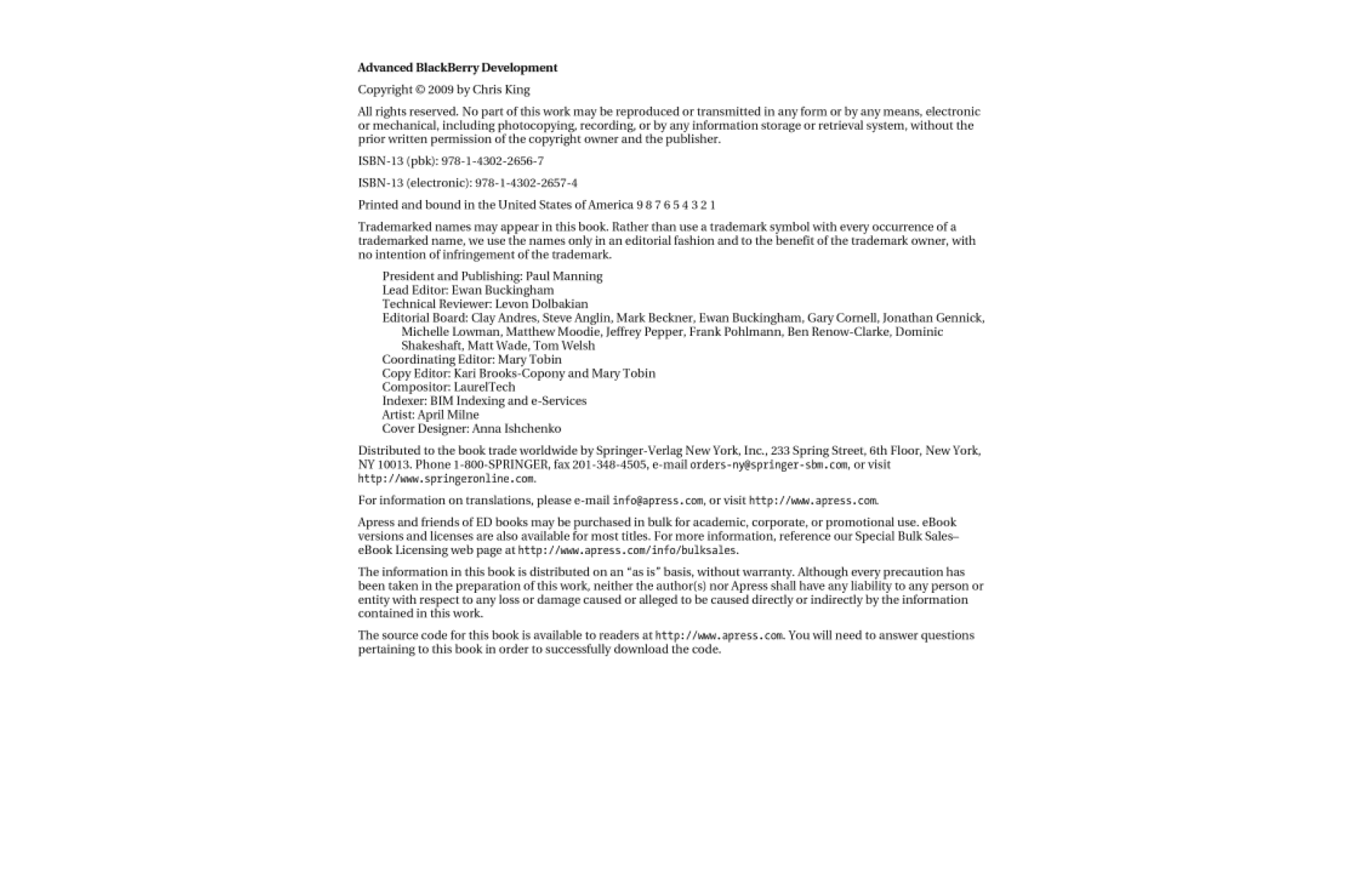 Advanced BlackBerry Development