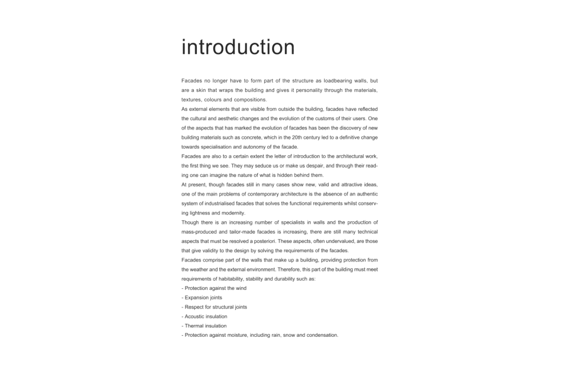 Facades: Selection and Details